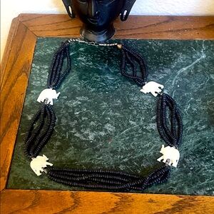 Chic Black and White Elephant Necklace
